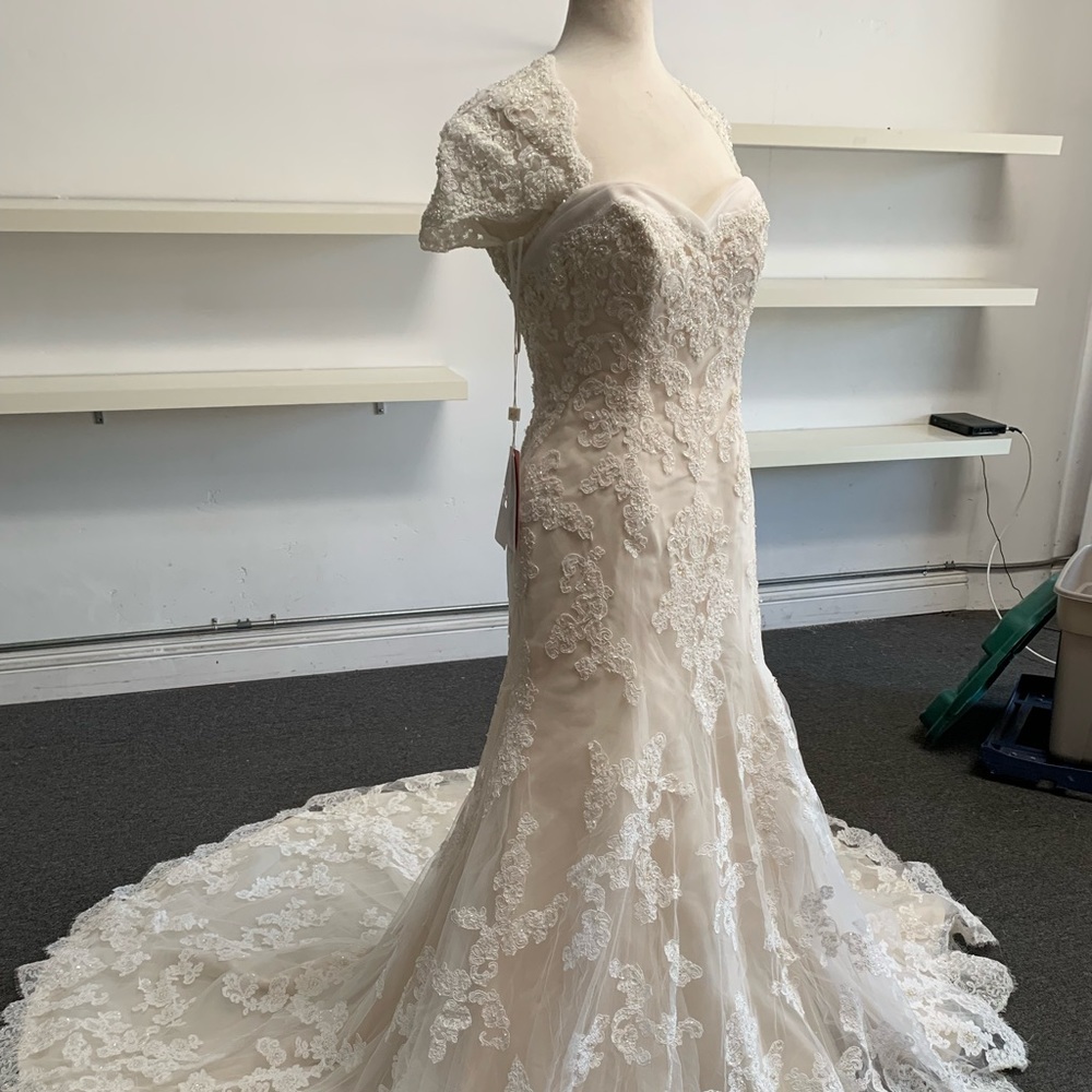 Hand beaded wedding gown sz 12